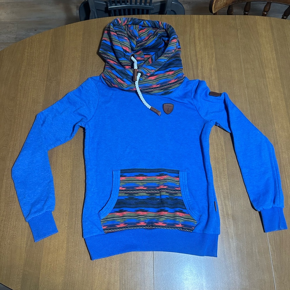 Wanakome Blue Hooded Sweatshirt Casual Pullover